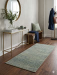 2' x 4' Rectangular Green Sage Distressed Modern Abstract Accent Rug