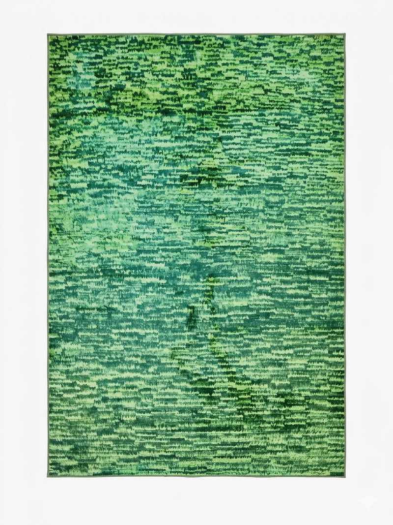 6' x 9' Rectangular Green Distressed Abstract Modern Area Rug