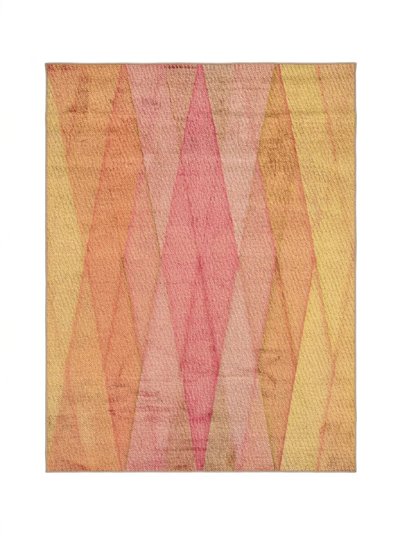 7' x 9' Rectangular Pink Orange Abstract Geometric Modern Area Rug