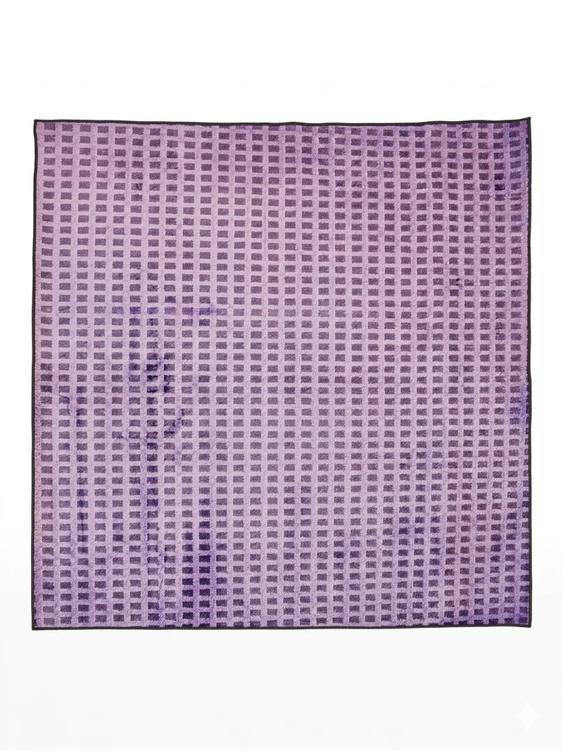 7' x 7' Square Purple Distressed Grid Geometric Modern Area Rug