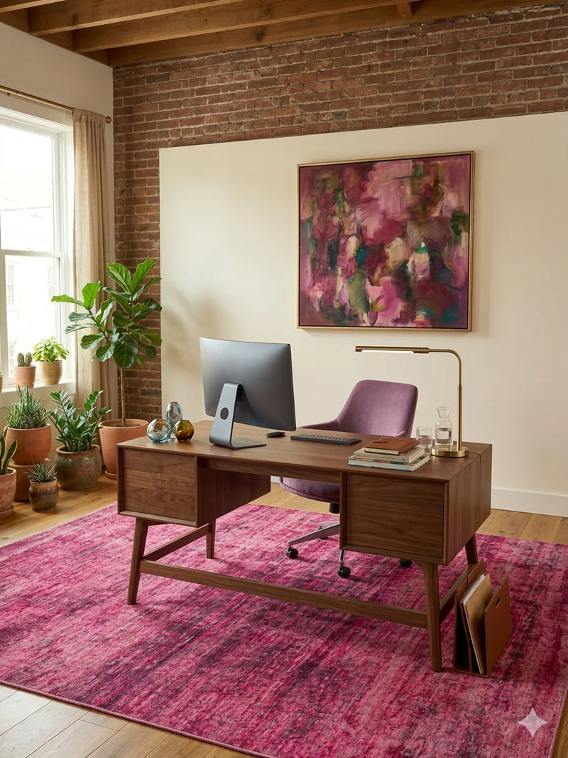 7' x 7' Square Pink Magenta Abstract Modern Area Rug