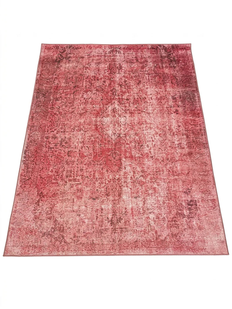 7' x 9' Rectangular Pink & Rose Distressed Oriental Vintage Area Rug