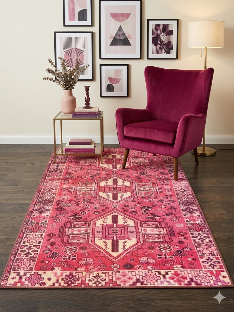 4' x 6' Rectangular Pink Ivory Tribal Geometric Southwestern Area Rug