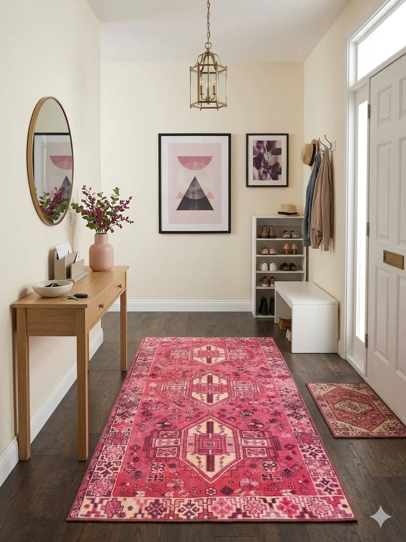 4' x 6' Rectangular Pink Ivory Tribal Geometric Southwestern Area Rug