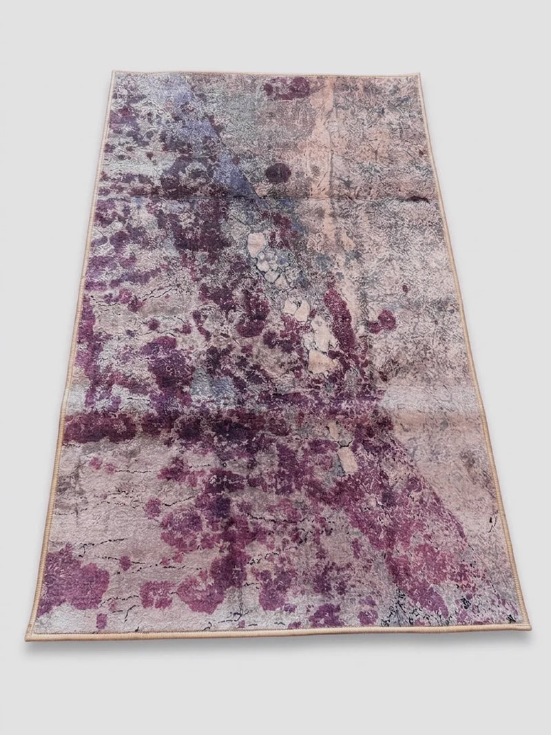 3' x 5' Rectangular Gray Purple Abstract Watercolor Modern Area Rug