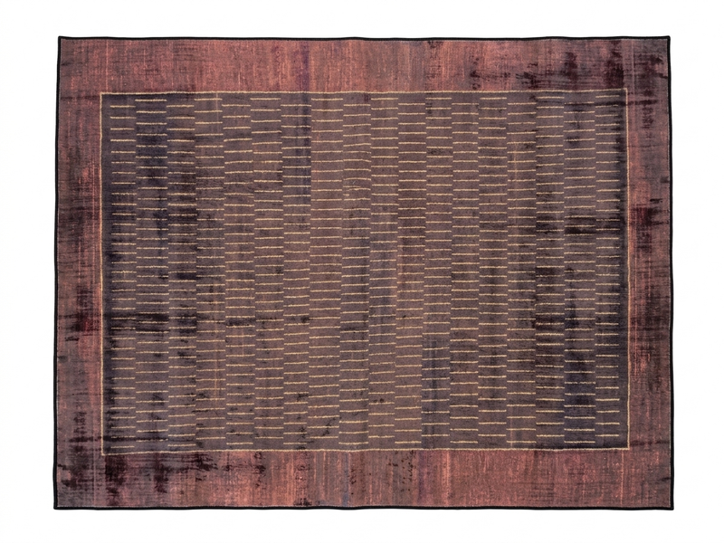 8' x 12' Rectangular Mauve Charcoal Striped Contemporary Area Rug