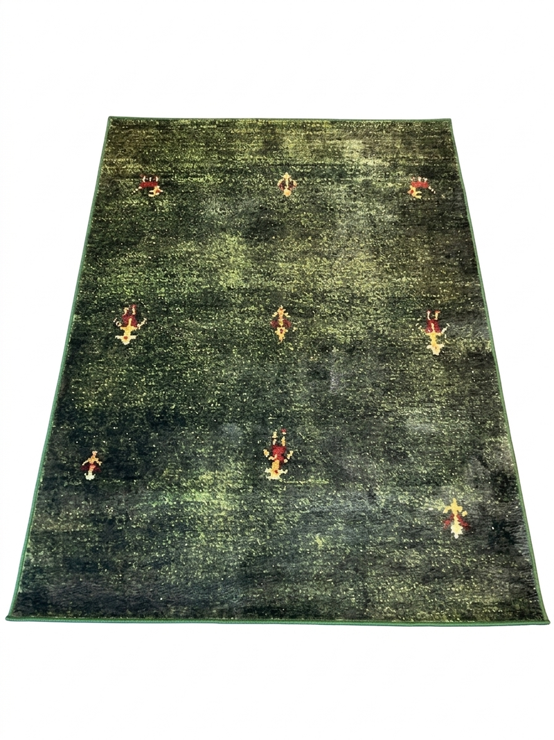 5' x 7' Rectangular Olive Green Minimalist Tribal Area Rug