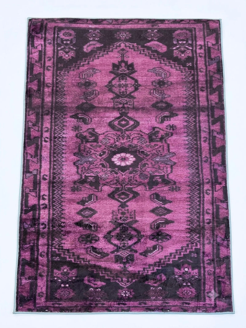 4' x 6' Rectangular Purple Black Distressed Medallion Vintage Area Rug