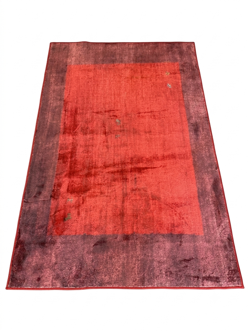 5' x 8' Rectangular Red Burgundy Solid Border Contemporary Area Rug