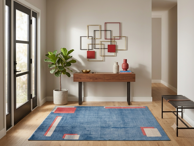 6' x 6' Square Blue Coral Geometric Modern Area Rug