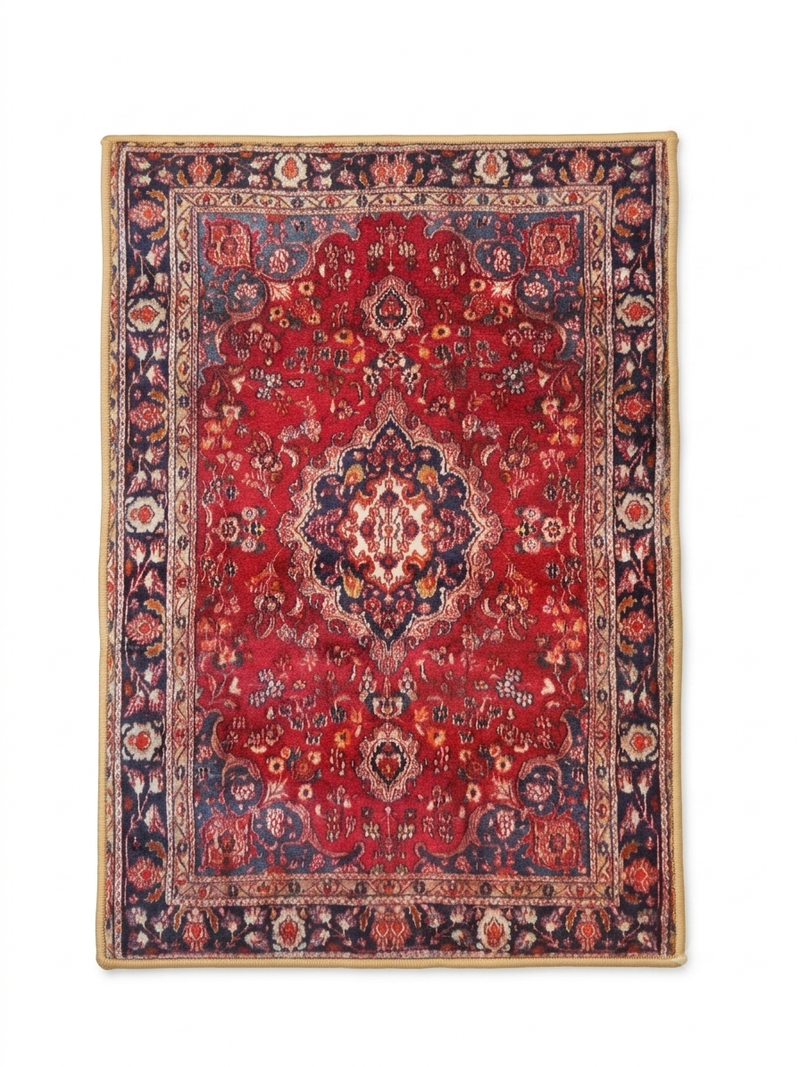 2' x 3' Rectangular Red Navy Floral Medallion Traditional Persian Area Rug