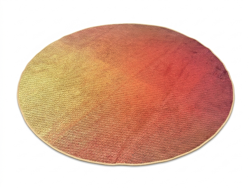 7' Round Gold Coral Ombre Gradient Modern Area Rug