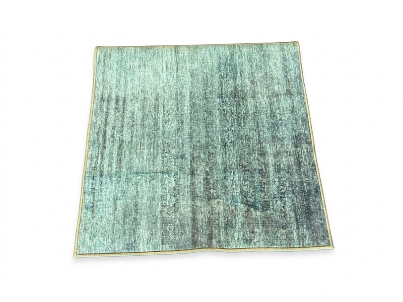 3' x 3' Square Aqua Blue Distressed Abstract Modern Area Rug