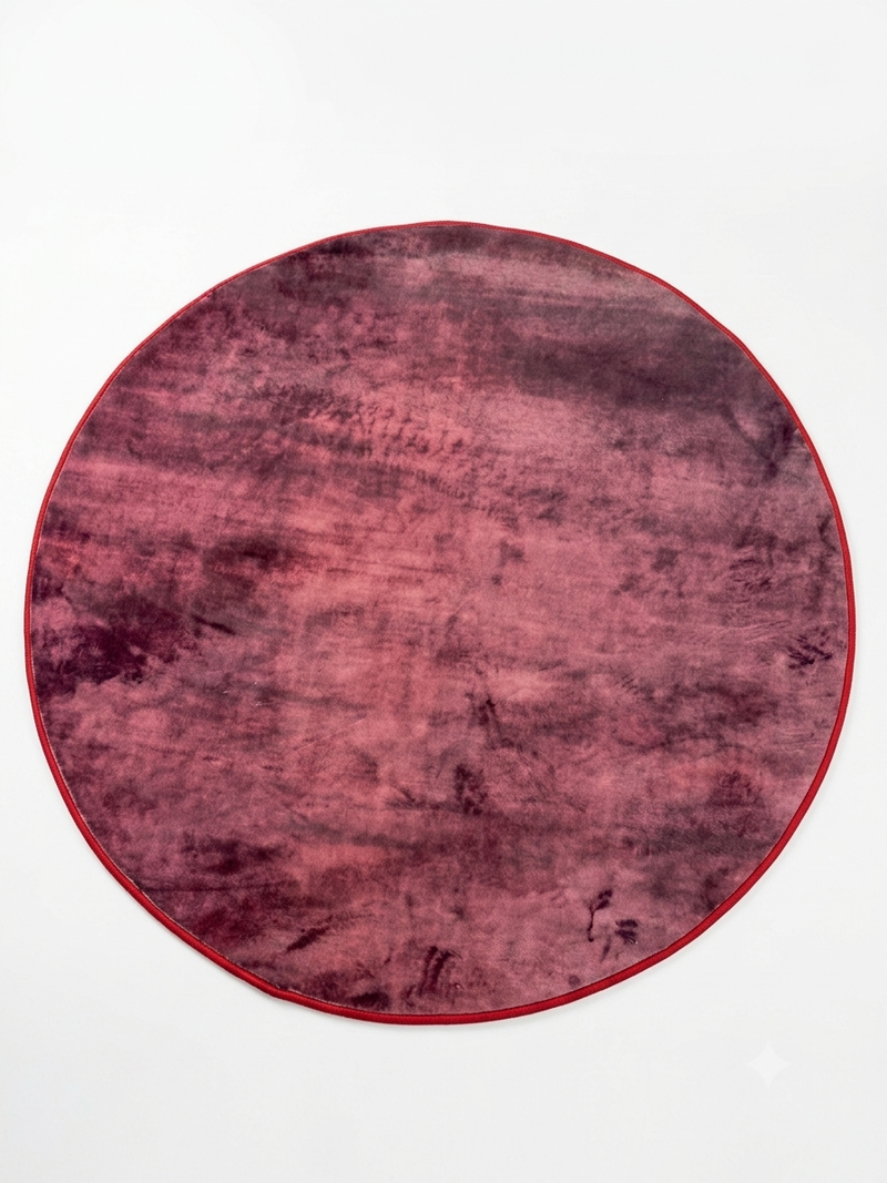4' Round Rose Burgundy Distressed Abstract Contemporary Area Rug