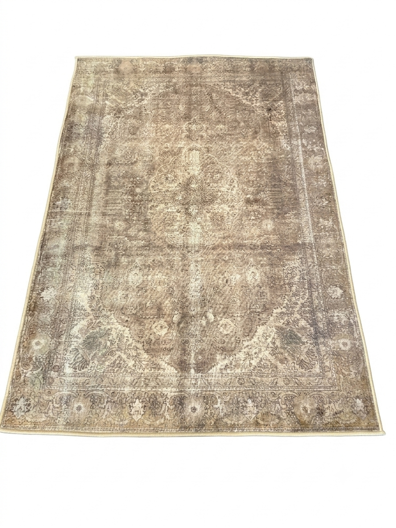 4' x 6' Rectangular Taupe Beige Distressed Medallion Vintage Area Rug