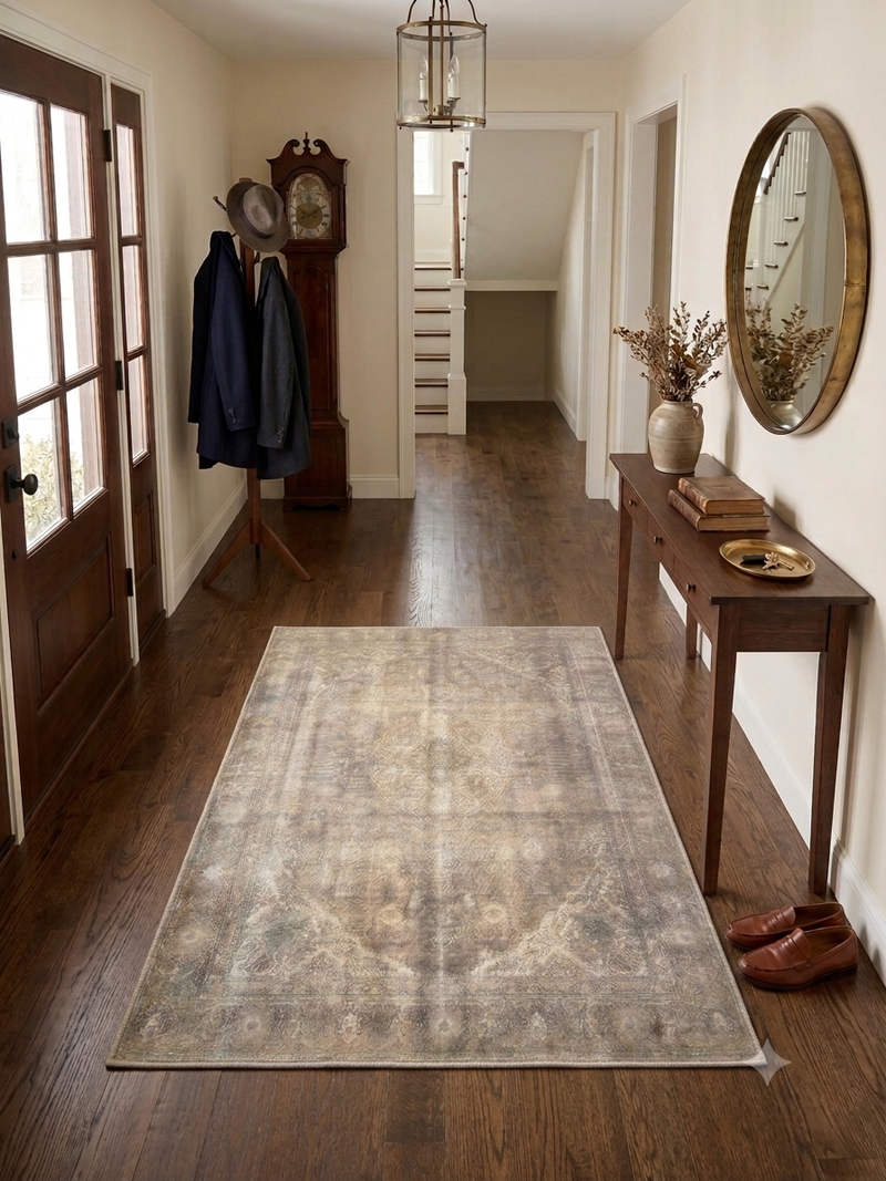 4' x 6' Rectangular Taupe Beige Distressed Medallion Vintage Area Rug