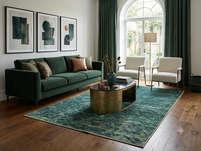 6' x 9' Green Area Rug