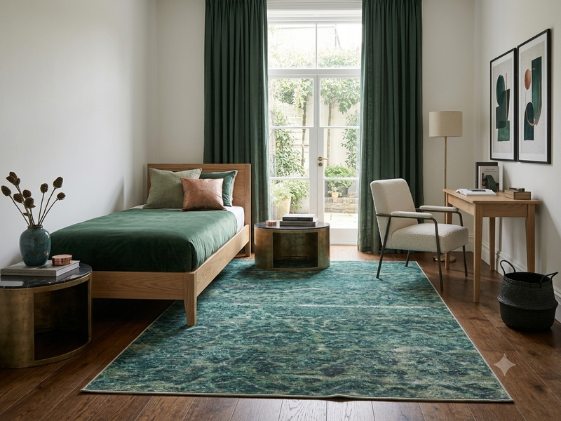 6' x 9' Green Area Rug