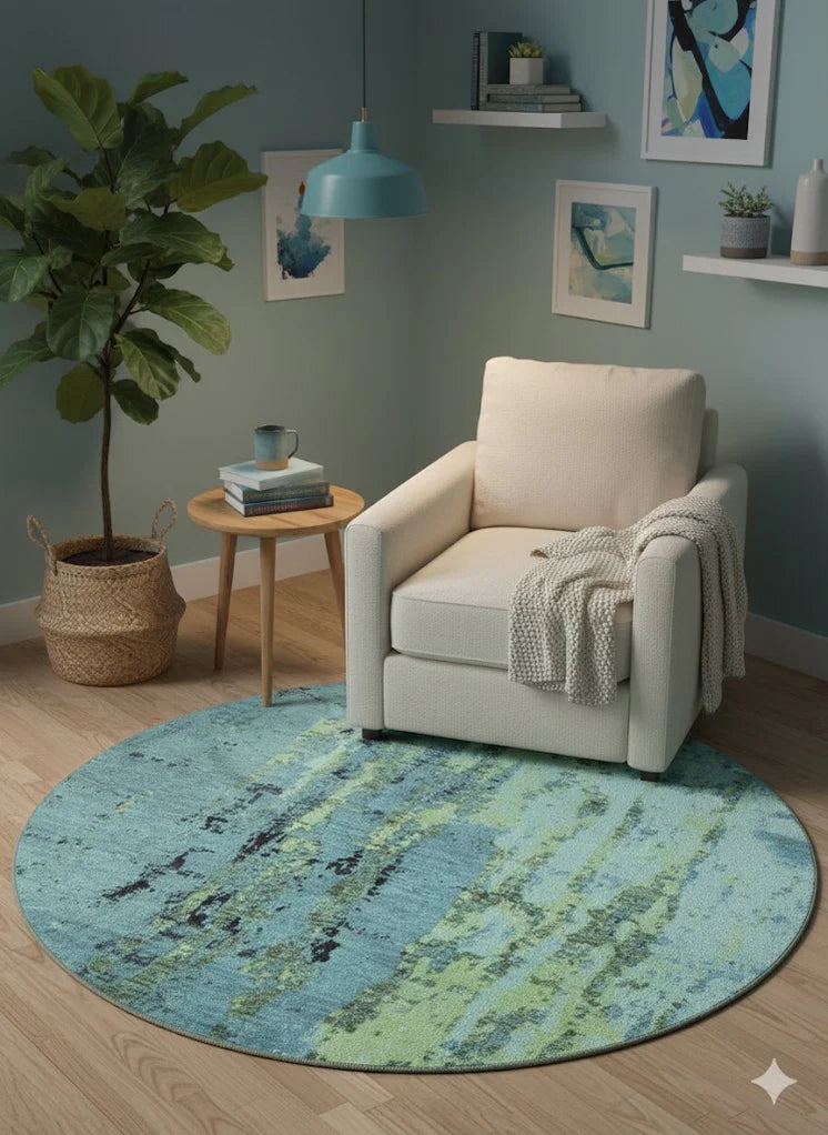 6ft Round Washable Area Rug