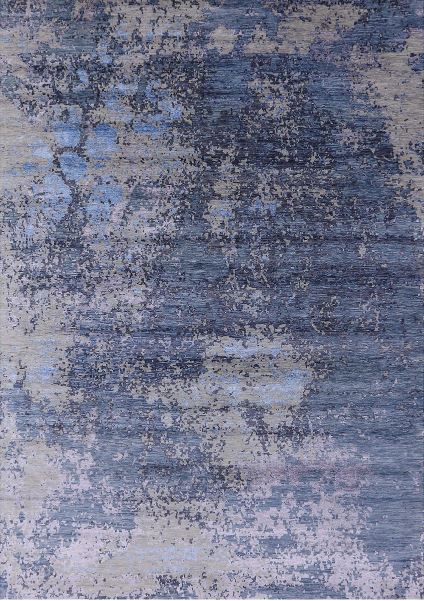 7x10 Purple Navy Blue Mid-Century Modern Oriental Rug