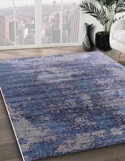 7x10 Purple Navy Blue Mid-Century Modern Oriental Rug