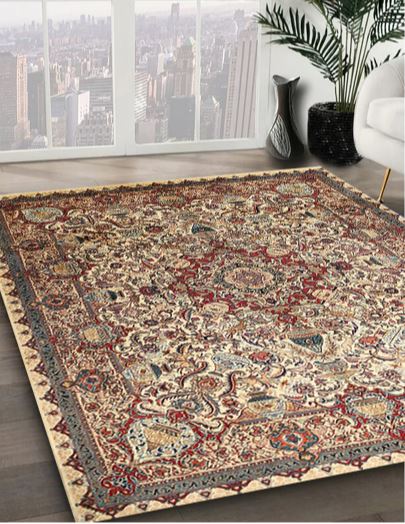 5' x 8' Traditional Dark Sienna Brown Medallion Area Rug