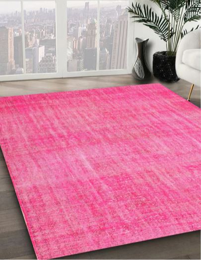 7' x 9' Contemporary Deep Pink Modern Area Rug