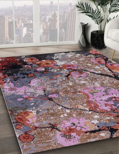 6' x 9' Mid-Century Modern Pink Oriental Area Rug