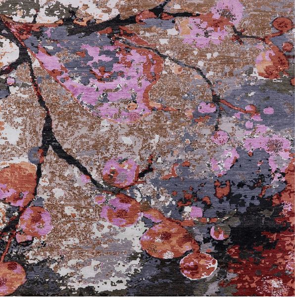 6' x 9' Mid-Century Modern Pink Oriental Area Rug