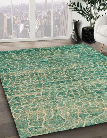 2' x 5' Runner Rug Abstract Dark Sea Green Modern Rug