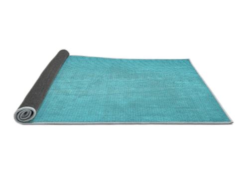 8'x8' Square Patterned Bright Cyan Blue Area Rug