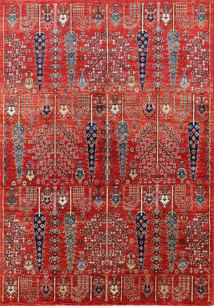 2' x 4' Mid-Century Modern Red Oriental Runner & Entryway Area Rug