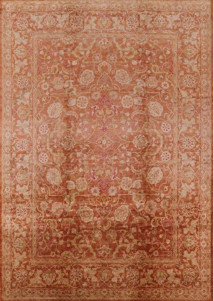 7' x 10' Mid-Century Modern Mango Orange Oriental Area Rug