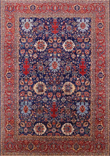 Size 7' x 9' Mid-Century Modern Pink Oriental Area Rug
