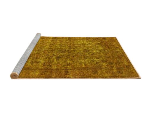 8ft Round Yellow Machine Washable Oriental Industrial Area Rug