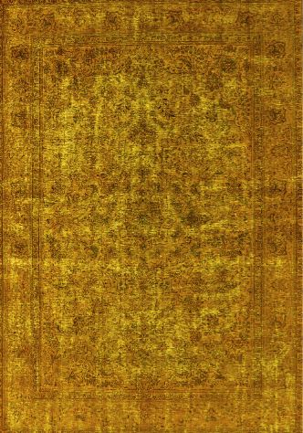 8ft Round Yellow Machine Washable Oriental Industrial Area Rug