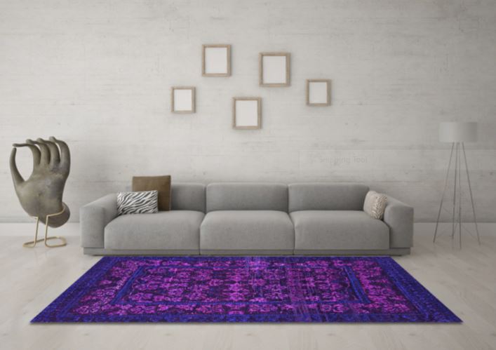 3' x 5' Machine Washable Abstract Purple Modern Area Rug