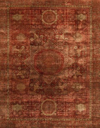 2' x 5' Red Abstract Oriental Area Rug