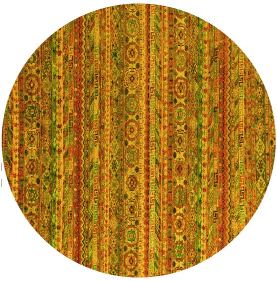 5ft Round Yellow Machine Washable Abstract Modern Area Rug