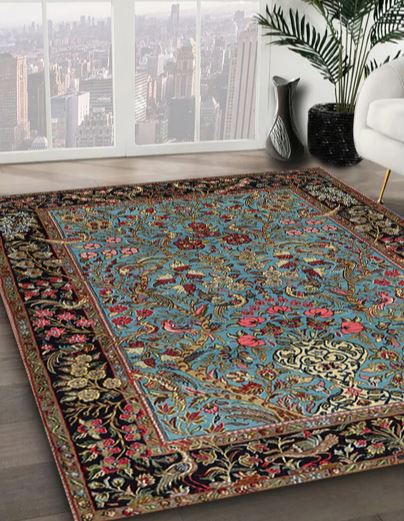 4' x 6' Khaki Green Machine Washable Traditional Area Rug