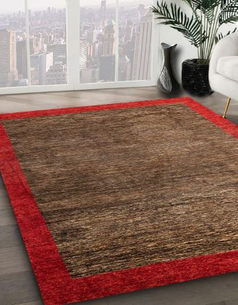 5x8 Light Brown Machine Washable Abstract Area Rug