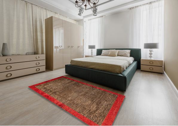 5x8 Light Brown Machine Washable Abstract Area Rug