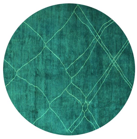 Round 3ft Turquoise Machine Washable Abstract Modern Rug,