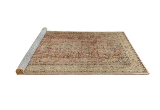 Square 3ft Gold Brown Machine Washable Traditional Rug