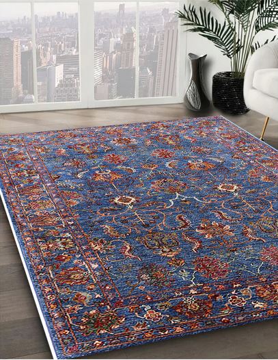 Size 7' x 10' Mid-Century Modern Maroon Purple Oriental Area Rug