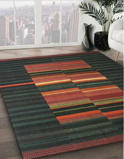 Size 6' x 9' Contemporary Army Green Modern Area Rug