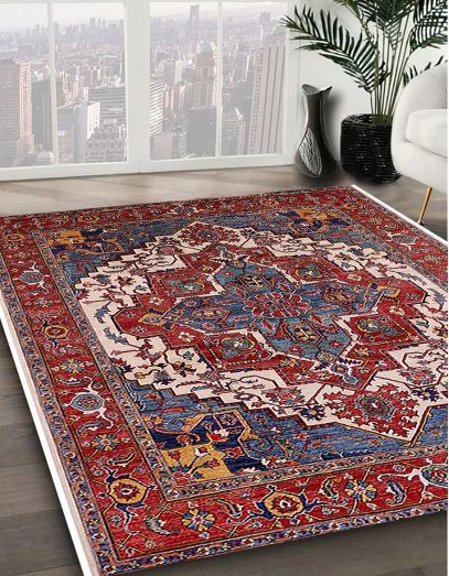 8'x8' Square Mid-Century Modern Pink Oriental Area Rug