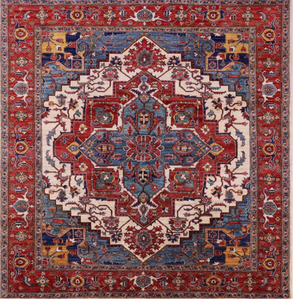 8'x8' Square Mid-Century Modern Pink Oriental Area Rug