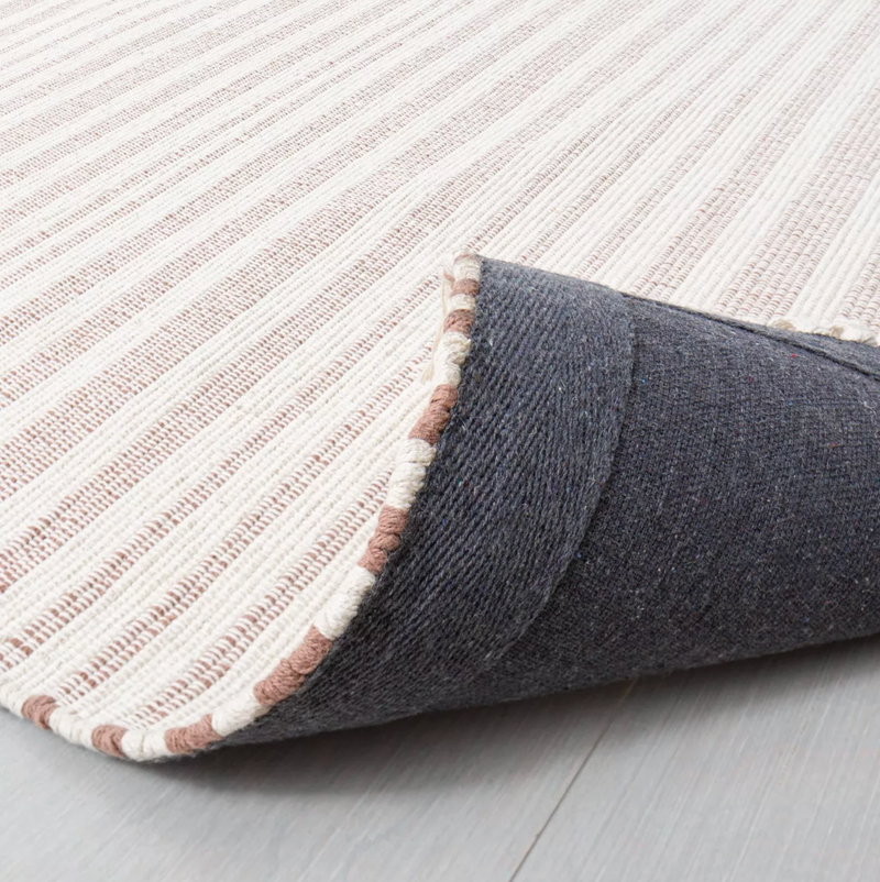 5x7 Color Rusty Red Stripe Fringe Hand Made Area Rug