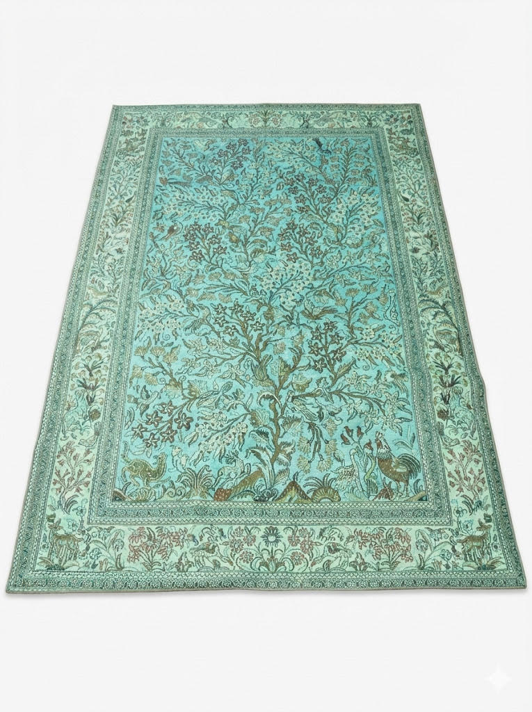 8' x 12' Teal Green Traditional Floral Persian Style Washable Non Slip Backing Area Rug